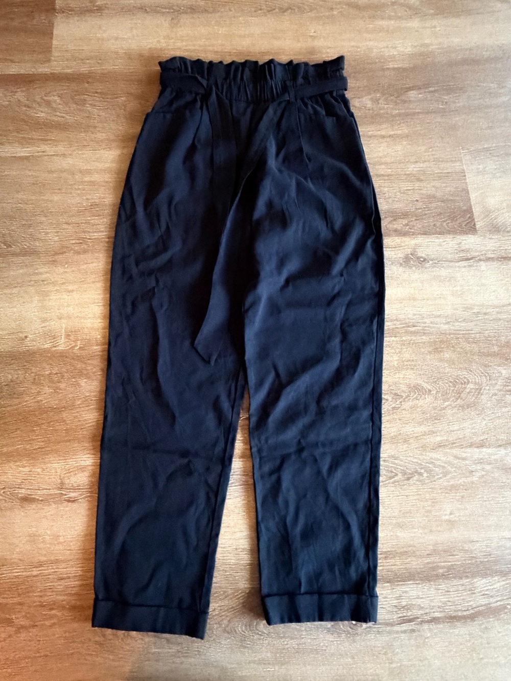 Zara Black Paperbag Waist Chinos